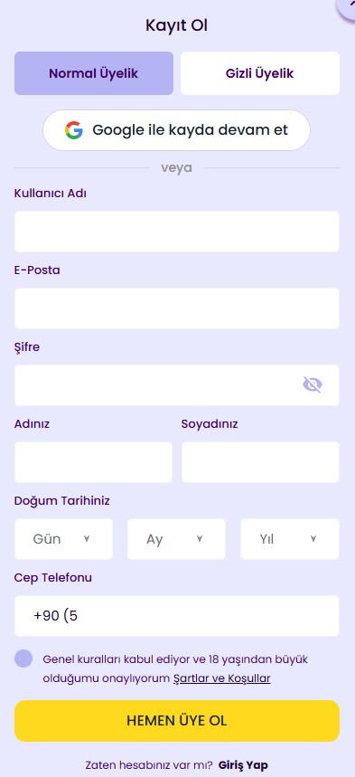 Trbet üyelik işlemleri