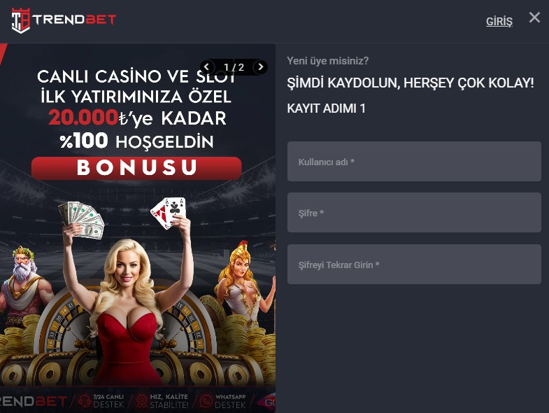 Trendbet üyelik işlemleri
